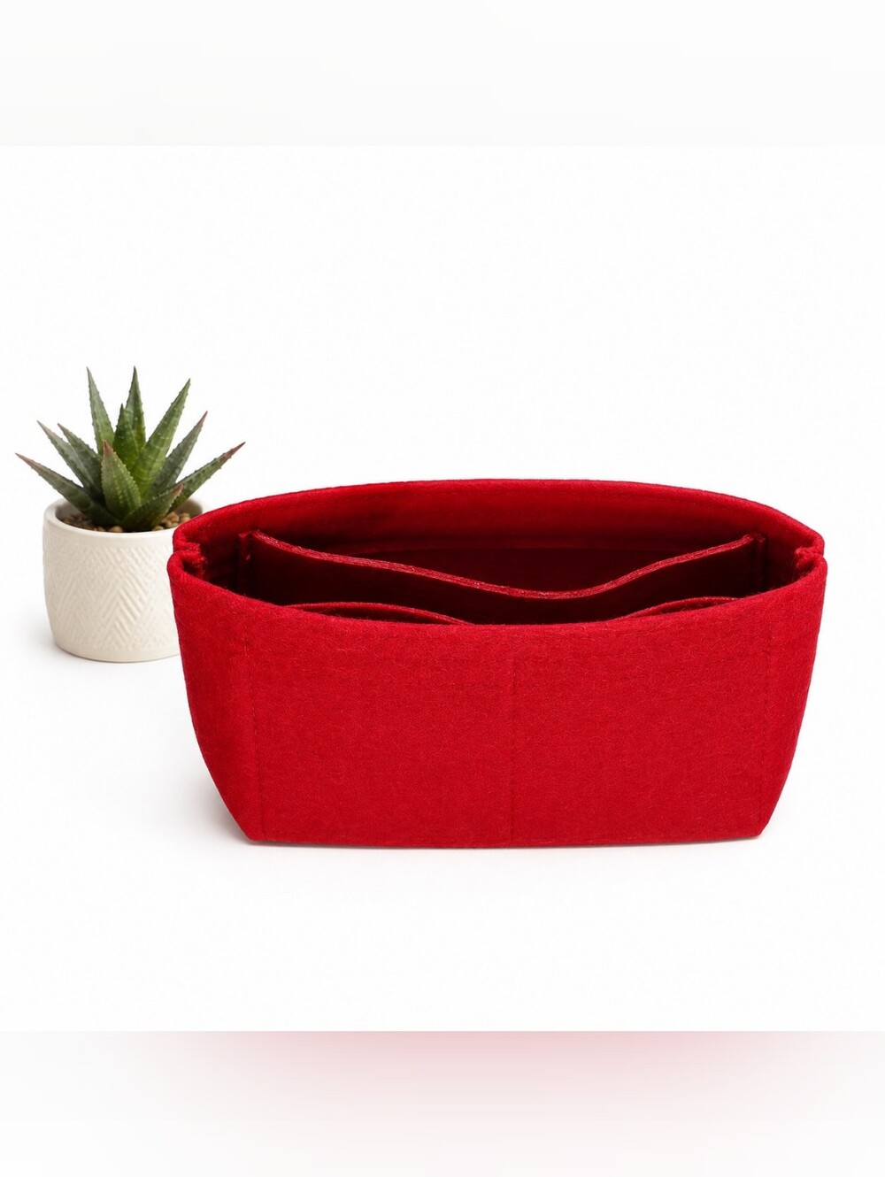 Women's Mini Felt Purse Insert Bag Organizer Small RED